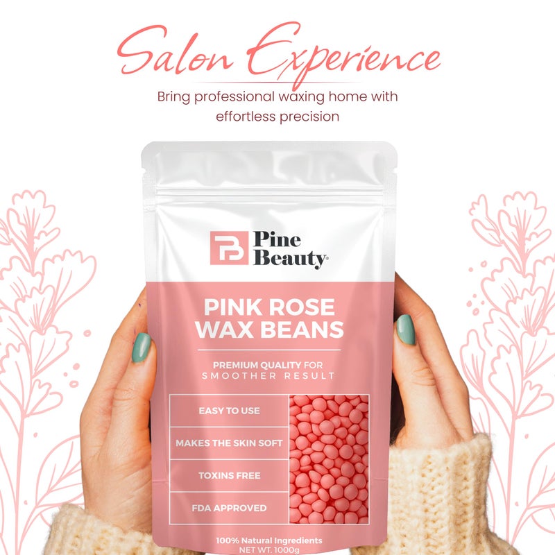 PINE BEAUTY CO Hard Wax Beads for Hair Removal 2.2lb - Big Bag Beans Melts for Sensitive Skin,10 Extra Brazilian Waxing Beads Spatula Applicator for Face, Bikini Area, Facial Wax, Bikini Wax, Hair Removal - Image 4